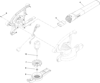 Impeller And Tube Assembly Diagram and Parts List for 51574 (312000001 - 312999999)(2012) Lawn Boy Leaf Blower / Vacuum